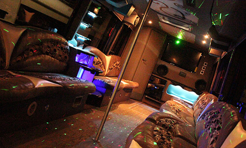 40-passenger party bus interior
