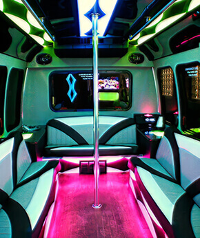 dance pole on party bus