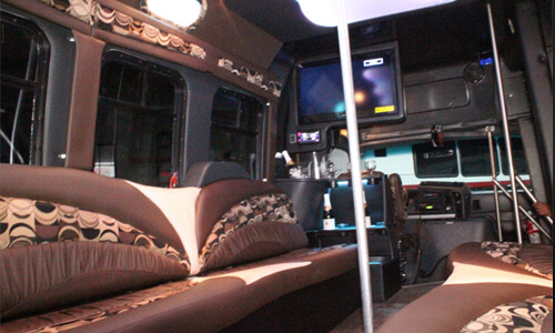 14-passenger party bus interior